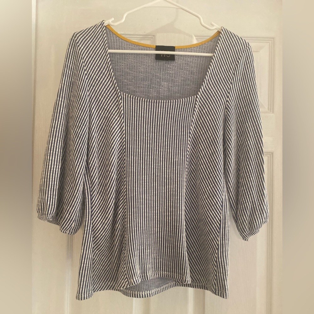 W5 Women’s Blue and White Striped Blouse